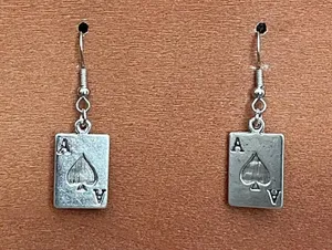 Ace of Spades Playing Card Drop Earrings thumbnail 1