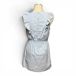 Madewell Cotton Bellflower Ruffle A-Line Mini Dress Chambray Blue 6 thumbnail 4