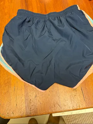 Nike Navy Running Shorts with Peach and Light Teal Trim thumbnail 3