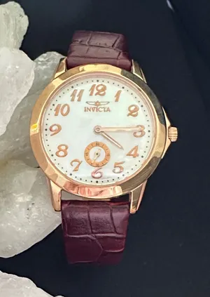 Invicta EUC genuine mother of pearl & rose goldtone watch. Genuine leather band thumbnail 1