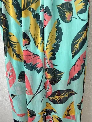 Express Size S Off-Shoulder Aqua Tropical Floral Maxi Dress thumbnail 4