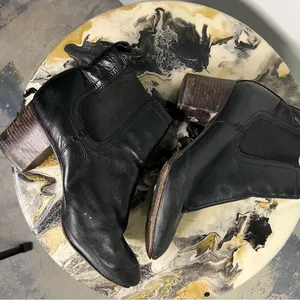 Frye Black Leather Chelsea Ankle Boots Block Heel thumbnail 12