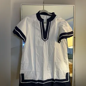 NEW Cotton Color Block Pullover V-Neck Puff Sleeve Mini Dress with Pockets S thumbnail 4