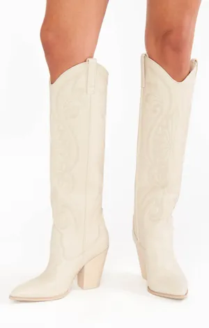 Steve Madden NWT  Lasso Western Boot in bone. Size 7 thumbnail 4