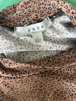 Gaze Lightweight Cheetah Print Long Sleeve Turtleneck Cropped Shirt Sz Large thumbnail 5