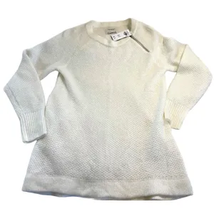 Abercrombie & Fitch Crewneck Knit Sweater | Zip Shoulder Cream NWT thumbnail 5