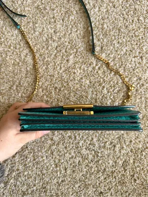 Burberry Madison Wallet on a Chain Pebble Leather Crossbody Bag in Aqua Teal thumbnail 16