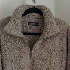 Abercrombie & Fitch Soft AF Sherpa Quarter Zip Faux Sherpa Fleece Jacket Size XS thumbnail 3