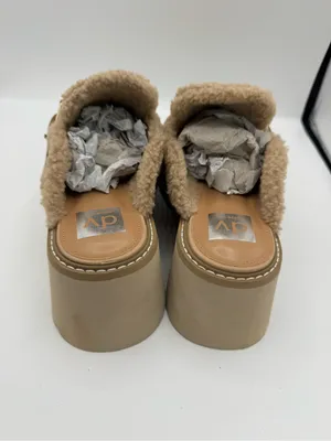 Dolce Vita Platform Clogs Women Size 10 Tan Good Sherpa Buckle Cozy Fall Winter thumbnail 5