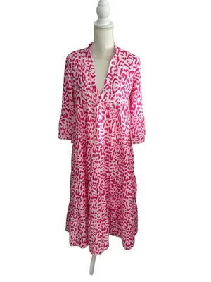 MADE WITH LOVE Pink White Animal Print Maxi Dress Size Small NEW NWT thumbnail 10