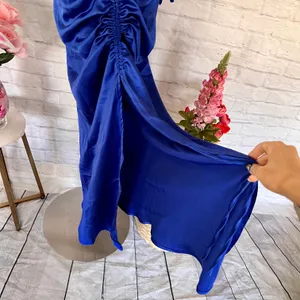 Boutique NEW Blue Satin Dress thumbnail 12