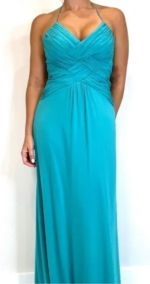 Alice+Olívia Turquoise Rouched gown Dress thumbnail 1