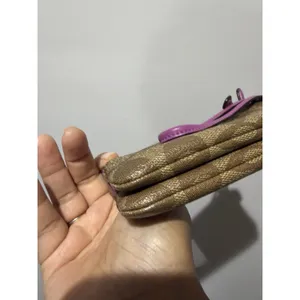 Coach Double Zip Large Wristlet Khaki /purple Signature P thumbnail 4