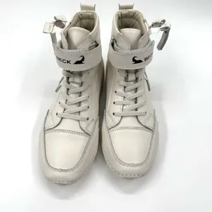 Laceup Box Boots Round Toe Leather Winter Ankle Boots Nonslip High Top Sneakers thumbnail 5
