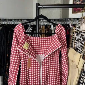 Le Club Social Wear Red Gingham Square Neck Mini Dress Womens XS New NWT thumbnail 11