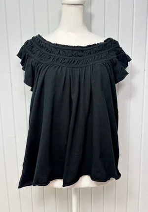 We The Free Black Coconut tree Smocked Off-Shoulder Tunic Top Size S thumbnail 1