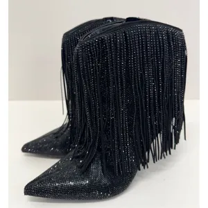 INC‎ Boots Size 8.5 Black Western Ankle Booties Pointed Toe Evening Shoes NEW thumbnail 4