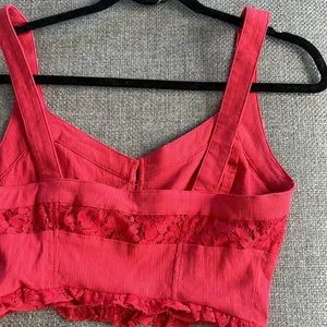 Free People Pink ButtonUp Lace Cropped Top thumbnail 4