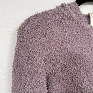 Babaton Aritzia Purple Teddy Bear Cropped Hoodie Sweatshirt Womens XXS Cozy Zip thumbnail 4