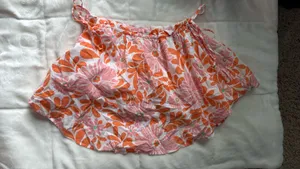 Aerie pink and orange linen skirt thumbnail 1