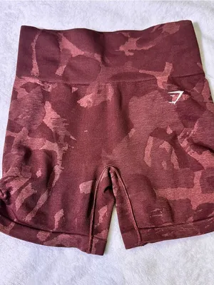 Gymshark Women’s Burgundy Camo High-Rise Bike Shorts thumbnail 2