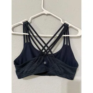 Athleta Womens Sports‎ Bra Size M Navy Blue Chevron Textured Strappy Back Gym thumbnail 3