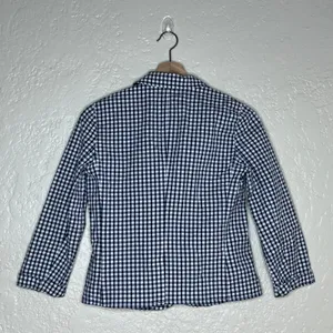 Hollister Womens Navy Gingham Check 2 Button Cuffed Blazer Jacket NWT Small thumbnail 2