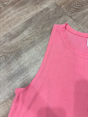 Aerie Pink Waffle Knit Top tank thumbnail 3