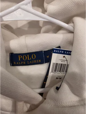 NWT Ralph Lauren White Polo Player Hoodie with Embroidered Logo Size-M thumbnail 5