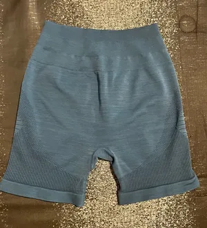 Womens small Alphalete Ozone Seamless Blue Ribbed Workout Biker Shorts thumbnail 1