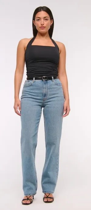 Abercrombie & Fitch Curve Love Ultra High Rise 90s Straight Jean thumbnail 1