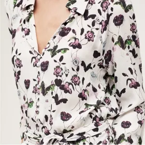Anthropologie Elevenses Floret Romper White Purple 3/4 Sleeve Size S thumbnail 3