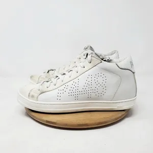 P448 Thea Mid White Cream Leather Platform High Top Sneakers EU 40 thumbnail 2