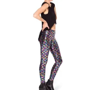 Multicolored Mermaid Scale-like Leggings, Size L (10/12) thumbnail 3