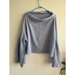 We The Free Free People Light Blue Waffle Knit Oversized Pullover Top XL thumbnail 2