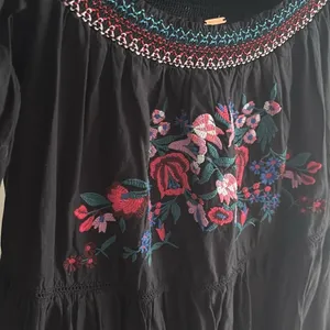 Free People Sunbeams Embroidered Mini Dress Size XS-S Boho Tiered Off Shoulder thumbnail 5