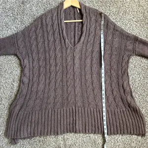 Free People Mushroom Oversized Sweater Brown Tan Casual Comfy Winter Neutral thumbnail 10