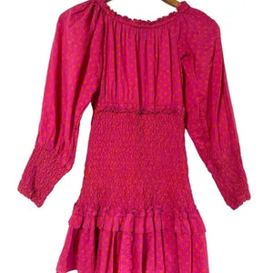 Alexis Marilena Off Shoulder Smocked Dress Fuchsia Polka Dot XS thumbnail 6