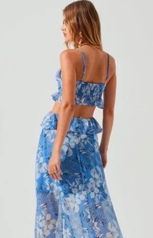 Blue Ruffle Maxi Dress thumbnail 3