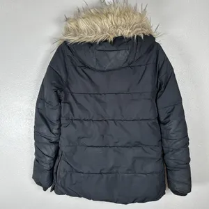 Abercrombie & Fitch Y2K Puffer Jacket Womens‎ Sz XS Black Fur Trim Lined Quilted thumbnail 6