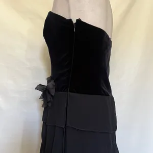 Xscape Joanna Chen Velvet Chiffon Strapless Dress 12 Prom Glam Goth Drop Waist thumbnail 5