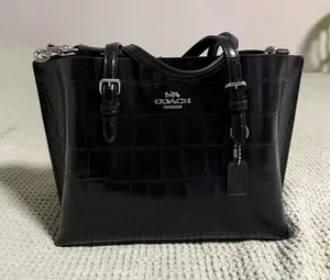 COACH Black Croc Embossed Mollie Tote Bag 25 thumbnail 1