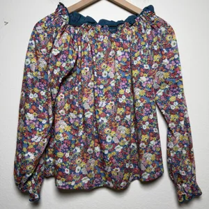 Tuckernuck Casey‎ Marks Women Cotton Floral Blouse Small Ruffle Preppy Garden thumbnail 1