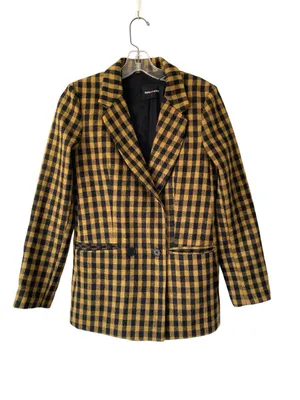 Reformation Lazer Checked Open-Front Blazer Jacket Black size XS thumbnail 5