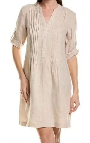 J.McLaughlin Riviera Dress Linen Natural/Tan Size Small thumbnail 1