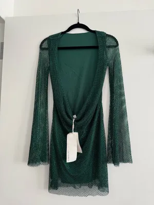 Meshki Green Sequin Backless Mesh Mini Dress thumbnail 4
