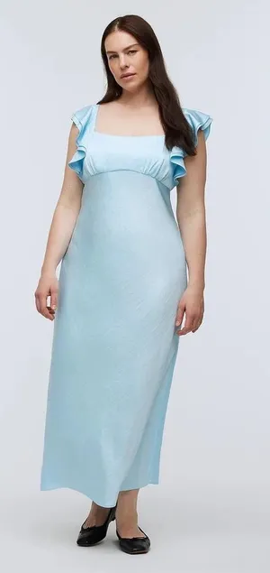 Madewell Blue Flutter Sleeve Dress thumbnail 1