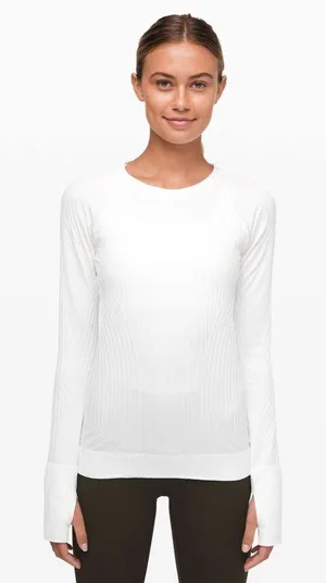 Lululemon Rest Less Pullover Long Sleeve Ribbed Shirt White Size 12 / W3CGJS thumbnail 1