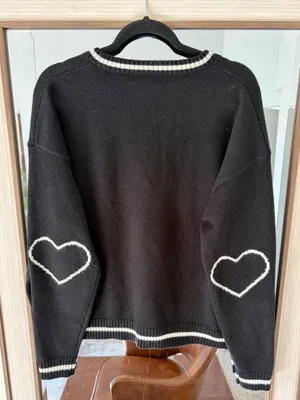 Heaven Can Wait Skyfall Sweater Black and White size Large Heavy Comfy Goth Dark thumbnail 3