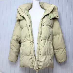Zara Light Beige Puffer‎ Jacket Full Zip Water Repellent Oversize Size M thumbnail 2